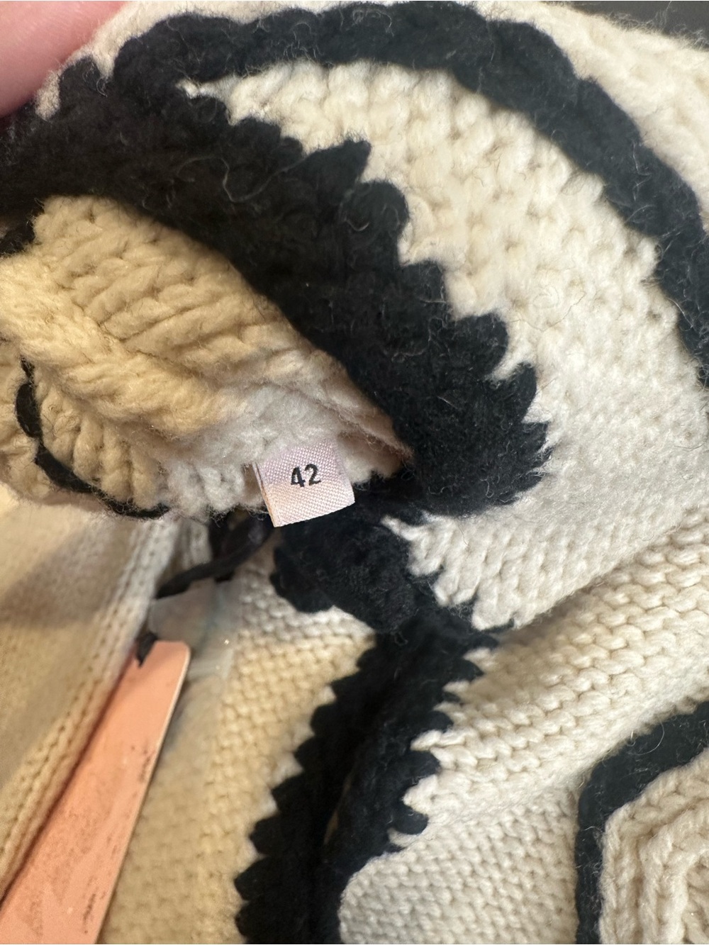 VALENTINO | Authenticated R.E.D.Valentino |Cream Knit Bow-Tie Cardigan | Size 42 - Picture 11 of 11
